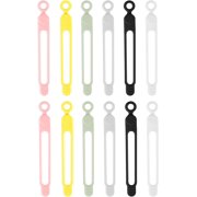 12pcs Silicone Cable Straps, Reusable Wire Ties Multipurpose Cord Organizer Straps Stretchy Cord Keeper for Earphone, Phone Charger, USB Cables, Kitchen Appliances, Pencil (6 Colors)