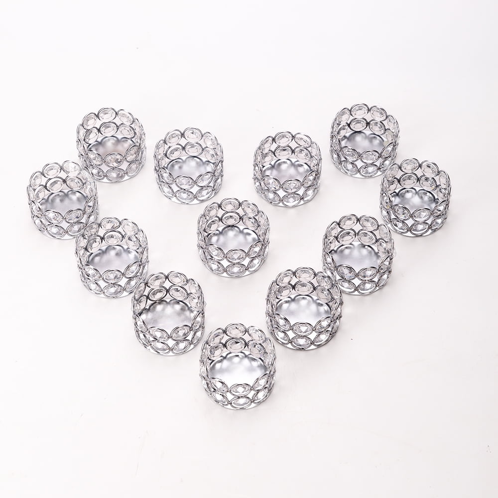 12pcs Crystal Metal Tea Light Candle Holders For Wedding Home Table Centerpieces Decoration Candlesticks