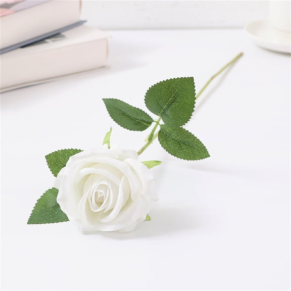 12pcs Simulated Snow Mountain Rose Bouquet, Home Vase Floral Arrangement, Table Decoration, Artificial Flower, Silk Fabric, Single Rose Bud, White
