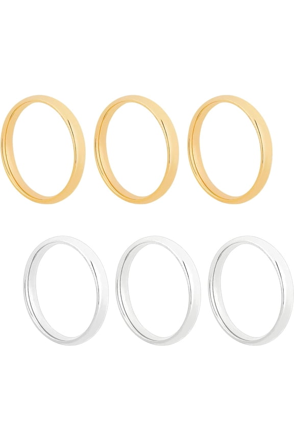 12pcs Size 10 Stainless Steel Finger Ring Thin Dome Band Rings Knuckle Finger for Unique Wedding Engagement Anniversary 3mm Wide Golden & Stainless Steel Color 304 Stainless Steel