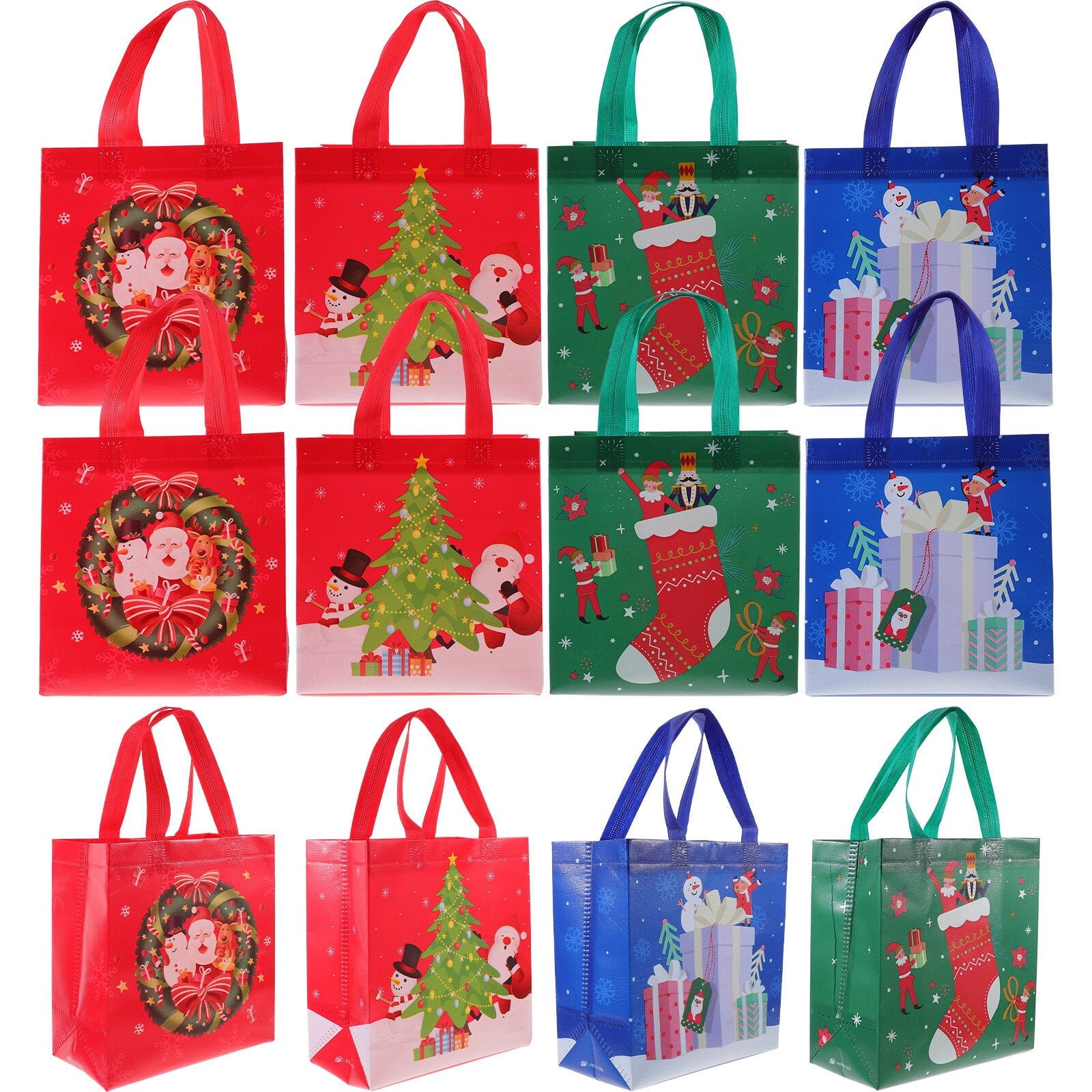 12pcs Small Christmas Gift Bags Holiday Gift Bags Goody Bags Reusable