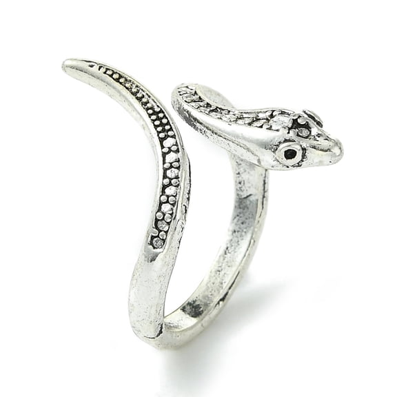 12pcs Snake Alloy Open Cuff Rings Lead Free & Cadmium Free Silver 24mm Inner Diameter: 17mm