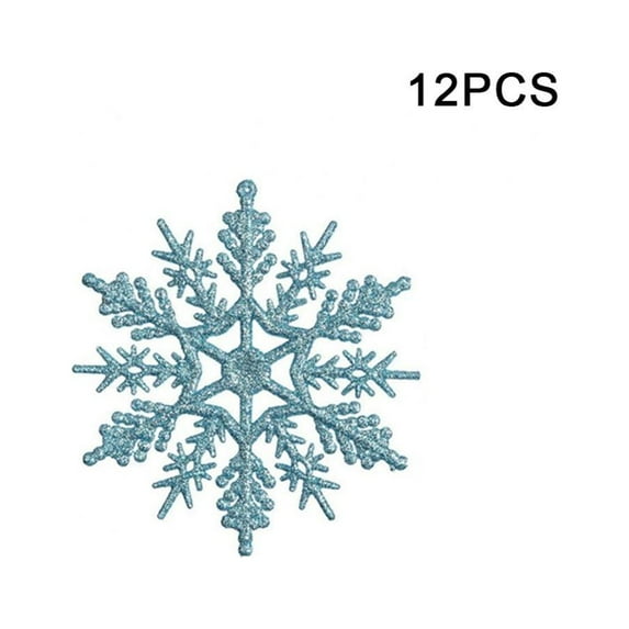 12pcs Snowflake Ornaments Plastic Glitter Snow Flakes Ornaments for Winter Christmas Tree Decorations 4inch Size Craft Snowflakes