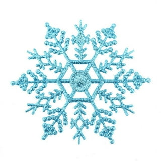 SpencerToys Blue Glitter Snowflake Plastic Christmas Decorative Accent  Ornaments, 24 Count (4) 