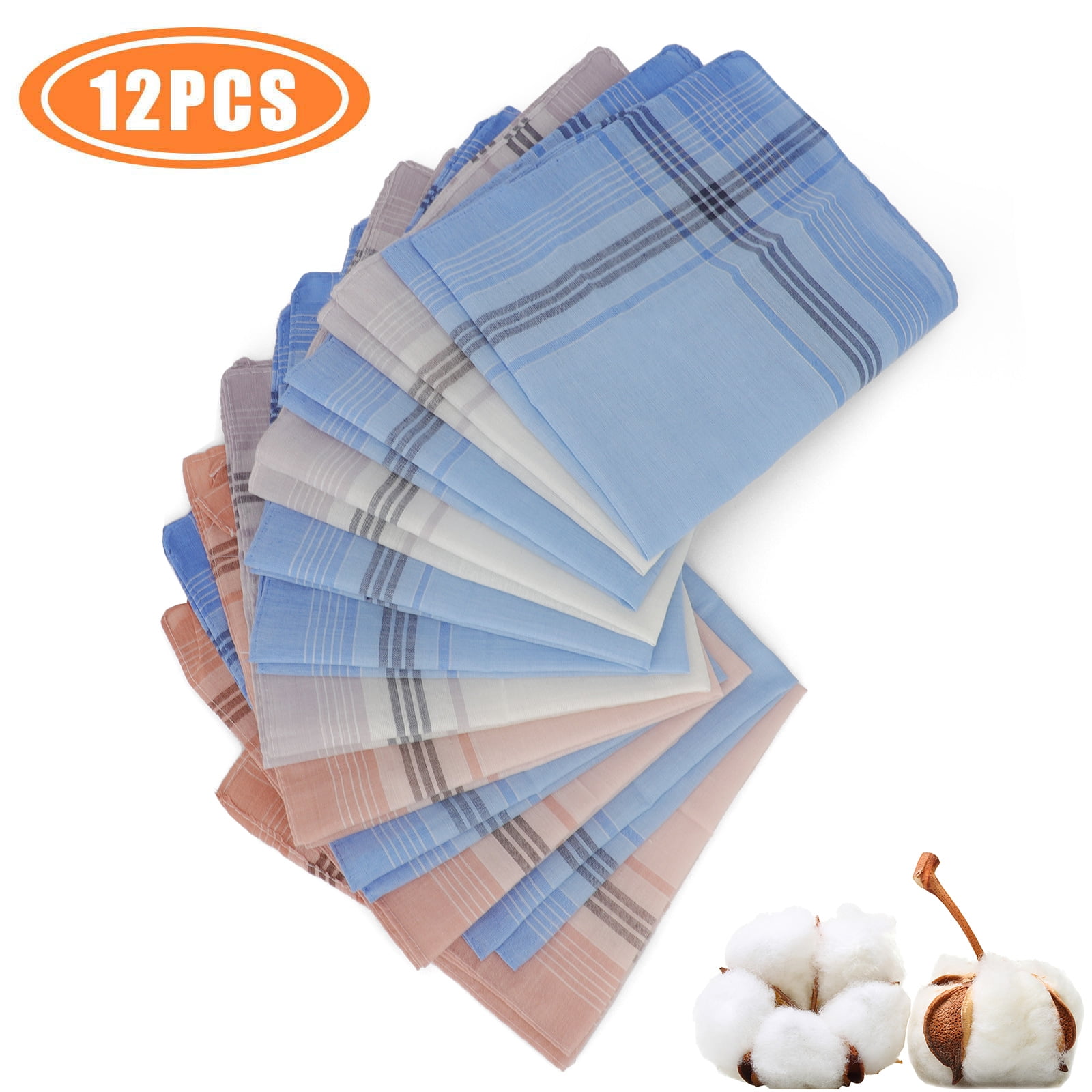 12pcs Soft Cotton Handkerchiefs for Men, EEEkit Classic Plaid Pocket