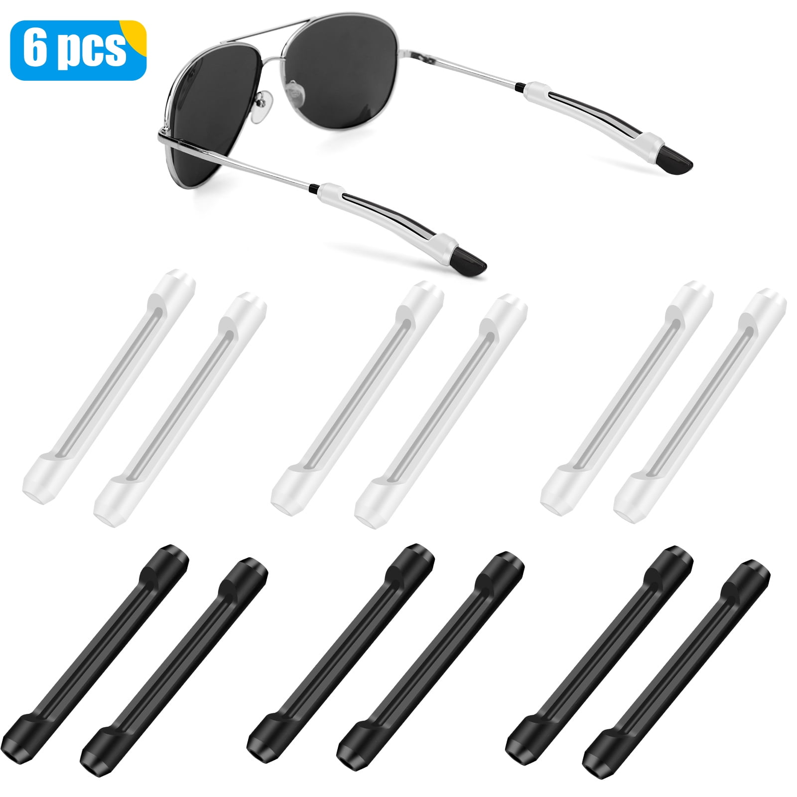 12pcs Soft Silicone Eyeglass Ear Grips, TSV Elastic Sunglass Temple Tips