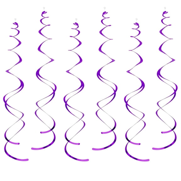 12pcs Sparkling Purple Hanging Swirl Decorations - Elegant Ceiling Streamers for Birthdays, Graduations, New Year's & Weddings, Durable PET Material, Halloween Decorations, Christmas Decorations