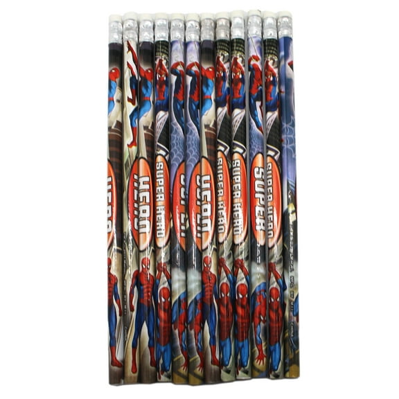 12pcs Spider-Man Spider Sense Action Graphic Exterior Wooden Pencils