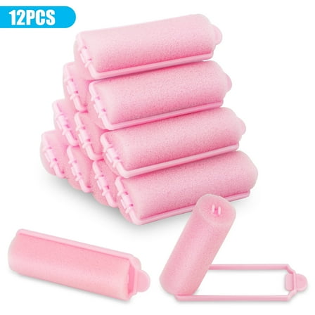 12pcs Sponge Hair Rollers for Women, DISEN 2.7'' Soft Foam Hair Styling Curlers, Self Grip Heatless Hair Curlers, Pink