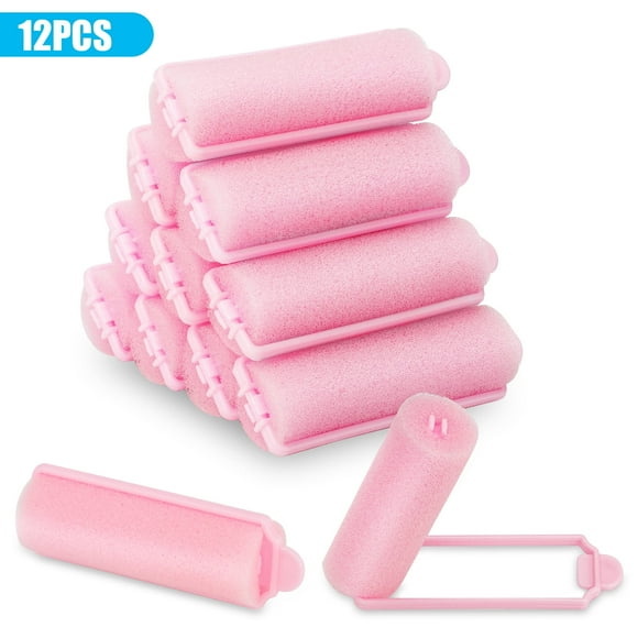12pcs Sponge Hair Rollers for Women, DISEN 2.7'' Soft Foam Hair Styling Curlers, Self Grip Heatless Hair Curlers, Pink