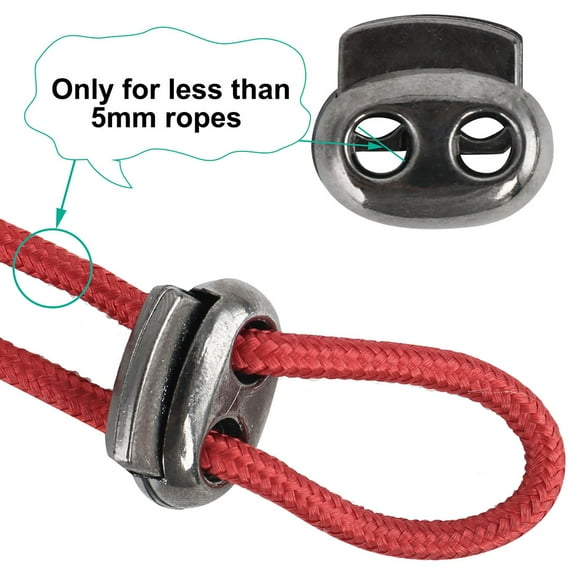 12pcs Spring Cord Locks Plastic Rope End Double Holes Toggle Stoppers Sliders Rope Clip Fastener Metal Black