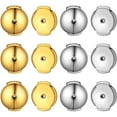 thumbnail image 1 of 12pcs Stainless Steel Locking Earring Backs Hypoallergenic Secure No-Pain Spring Earring Backs Stoppers Replacements for DIY Diamond Studs Earrings Notched Posts, 2 Colors, 1 of 7