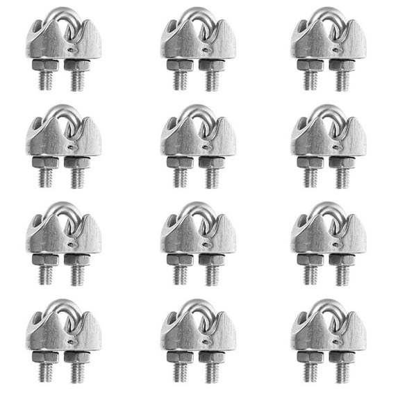 12 Pieces Heavy Duty Stainless Steel U-Bolt Wire Rope Clips Clamps Cable Fasteners for Secure Rigging