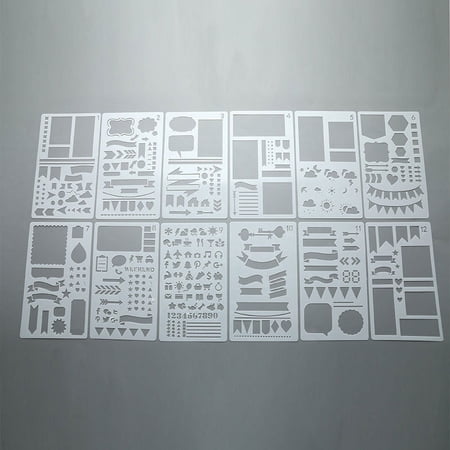 12pcs Stencil Set Planner DIY Drawing Template Journal Notebook Diary Scrapb WA