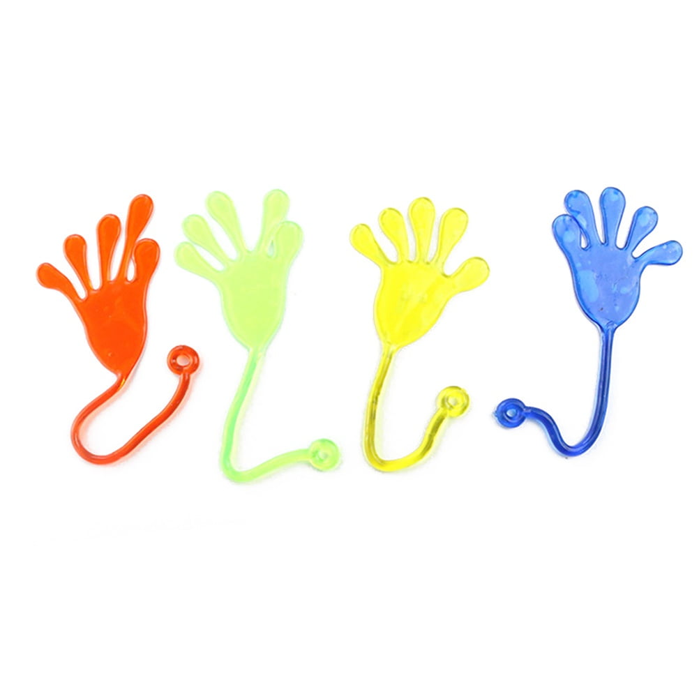 10pcs Novelty Vinyl Sticky Hands For Kids Glittery Fun Color