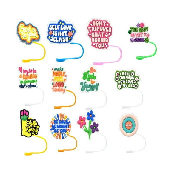 12pcs Straw Cover Cap,Reusable Drinking Straw Toppers,10mm Straw Covers for Cup 30&40 Oz Tumbler Straw Accessories