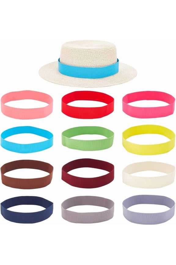 12pcs Stretchable Hat Band Ribbon Polyester Hat Ribbon for Replacement 23.62 Inch Long 12 Colors Set for Panama Hat Western Cowboy Hat DIY Hat Accessories diy