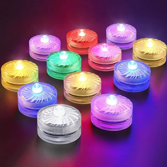 12pcs Submersible LED Lights,RGB Small LED Light Waterproof Led Lights for Wedding Home Vase Festival Party Decoration