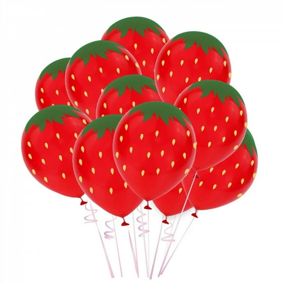 12pcs Sweet Strawberry 12inch Latex Balloons Set Happy Birthday I Love Strawberry Balloon Summer Hawii Party Decoration Supplies