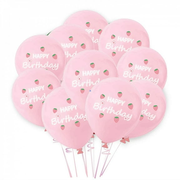 12pcs Sweet Strawberry 12inch Latex Balloons Set Happy Birthday I Love Strawberry Balloon Summer Hawii Party Decoration Supplies