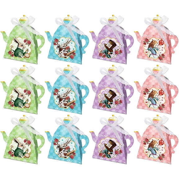 12pcs Tea Pot Party Gift Box 3D Cardboard Paper Sweet Box Gift Packaging Vintage Candy Boxes Favour Boxes