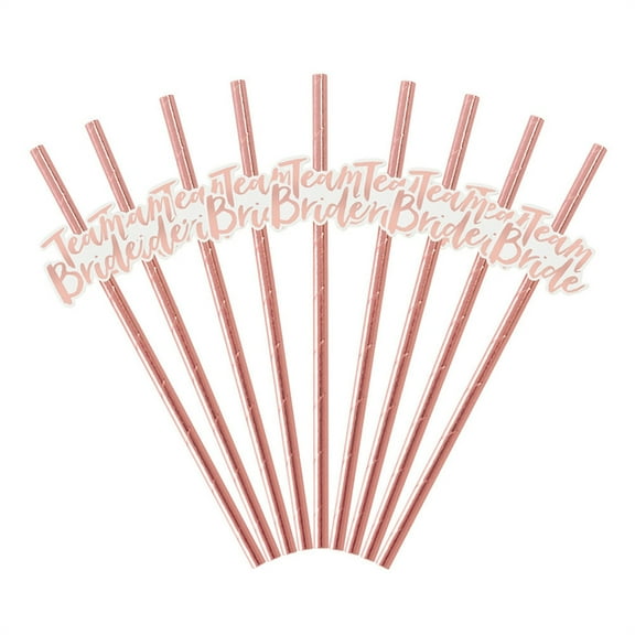 12pcs Team Bride Rose Golden Straw for Wedding Decoration Drinking Paper Straws Hen Party Supplies Bachelor Party Bridal