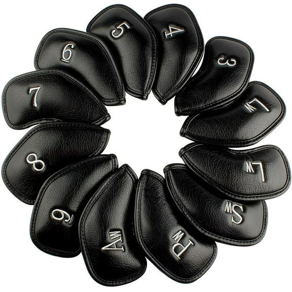 12pcs Thick Synthetic Leather Golf Iron Head Covers Set Headcover Fit All Brands Callaway Ping Taylormade Cobra Etc.