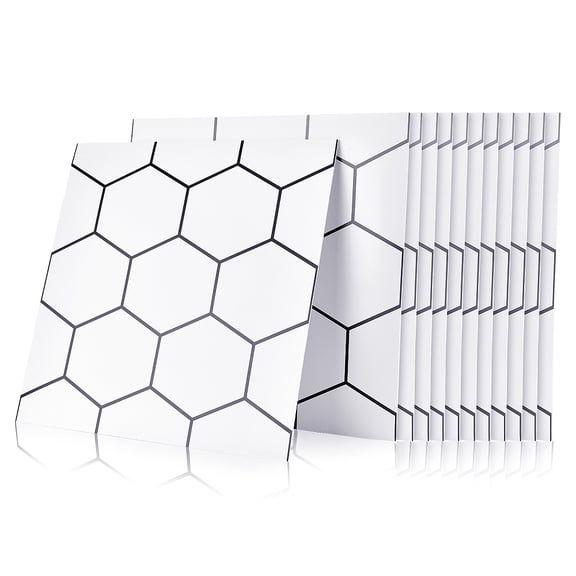 12pcs Tile Stickers Beehive Pattern Bathroom Kitchen Tile Decals Oilproof Waterproof Sticker for DIY Mural Wallpaper Kitchen Backsplash Staircase Decor 30x30cm/11.8x11.8" Square DIY