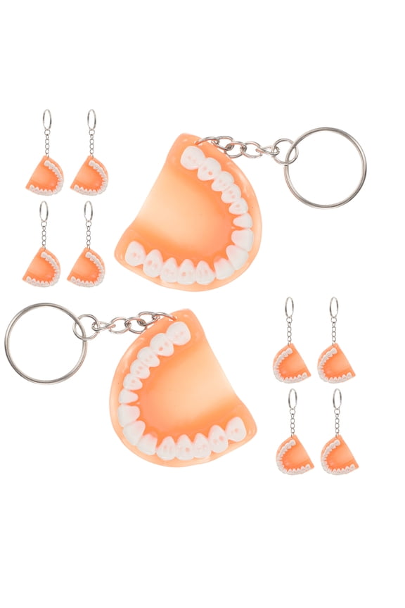 12pcs Tooth Keychain Horror Key Rings Halloween Key Chains Bag Hanging Decor Pendant Key Chain Handbag Ornament Tooth Keychain Trick Keychain