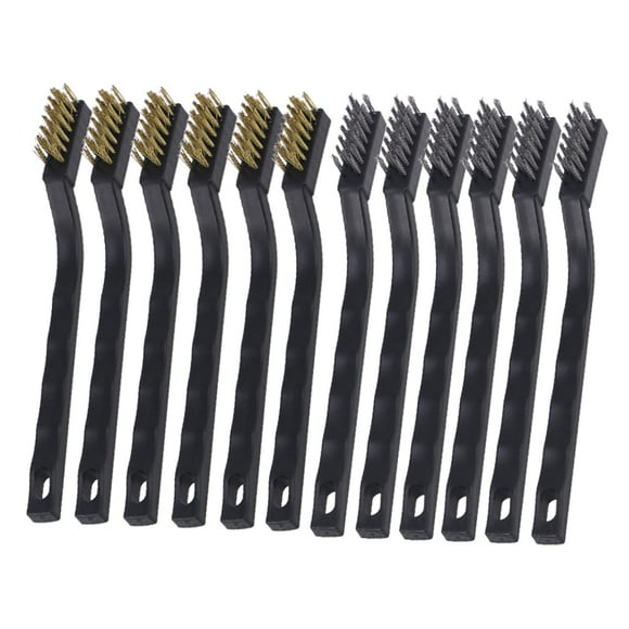 12pcs Toothbrush Type Wire Brush Silk Brush Steel Wire