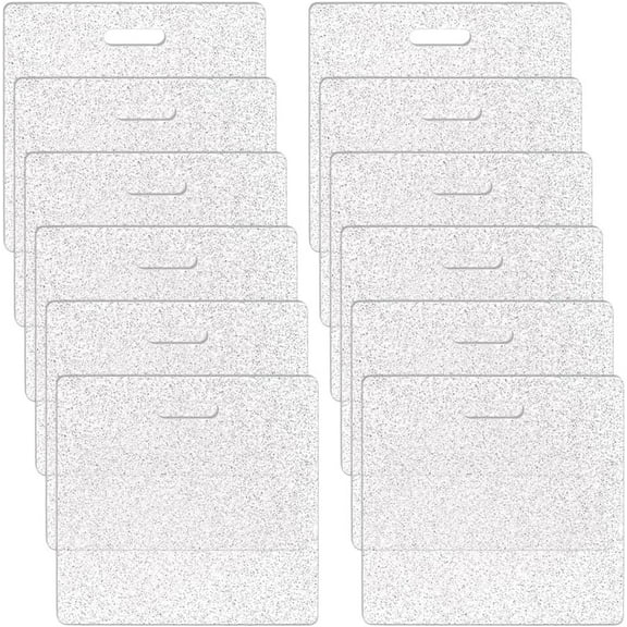 12pcs Transparent Acrylic Badge with Glitter Powder Square 78x85.5x2~3.3mm Hole: 20x5.5mm