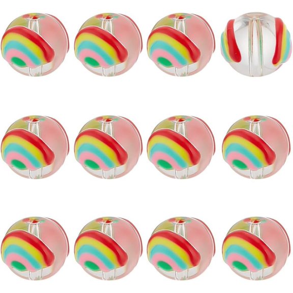 12pcs Transparent Glass Beads Hand Drawn Beads Fruit Rainbow 11x13x12mm Hole: 1.6mm Glass