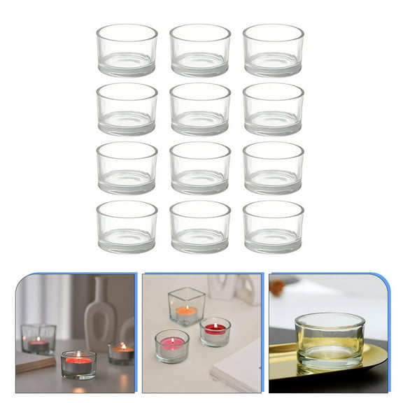 12pcs Transparent Glass Candle Cup DIY Wax Cup Tealight Candle Holder