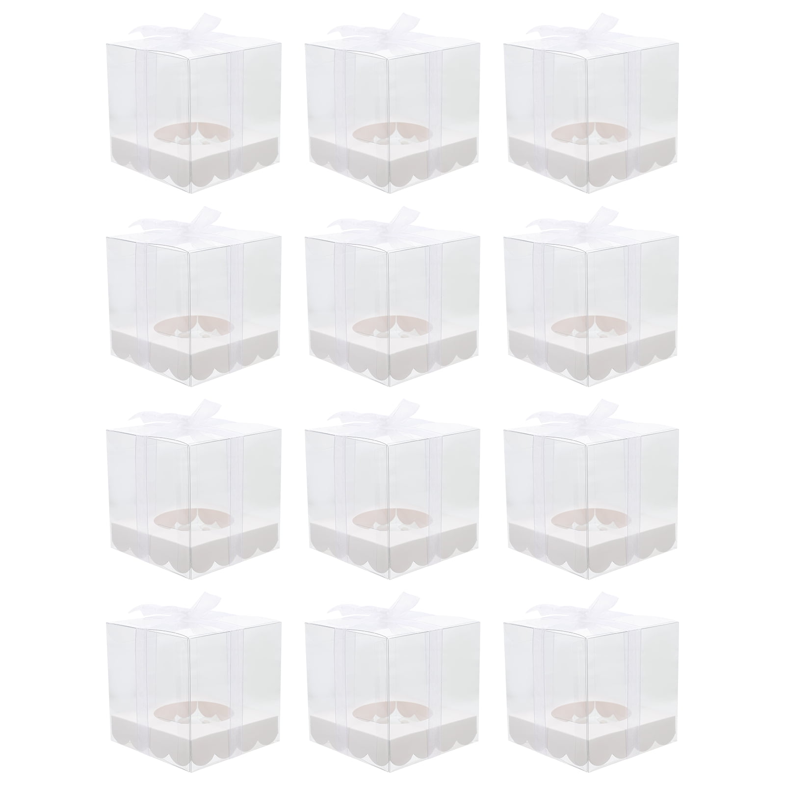 12pcs Transparent Packing Box Clear PET Plastic Boxes Cupcake Cake
