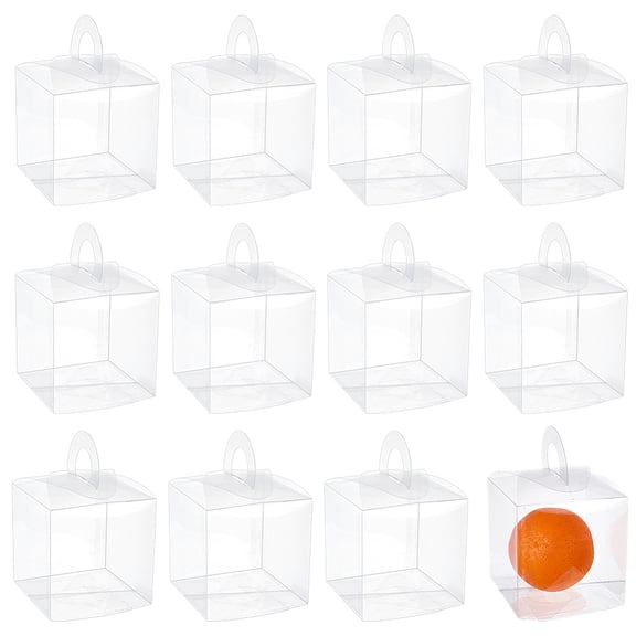 12pcs Transparent Plastic Gift boxes Square Clear 10x10x10cm