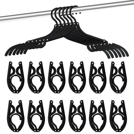 12pcs Travel Hangers Cruise Ship Essentials Portable Folding Clothes Hangers Travel Accessories Foldable Clothes Drying Rack (Black)