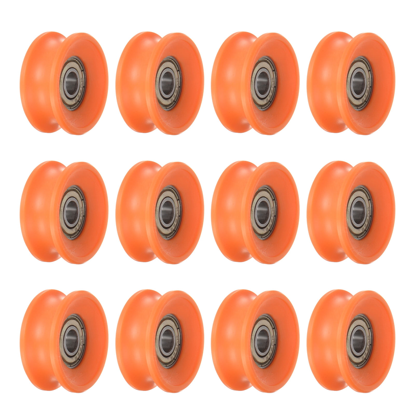 Uxcell 4pcs U Groove Nylon Pulley Wheels - 8x40x20.5mm, Black, Double Shielded Bearing For Door Track & DIY