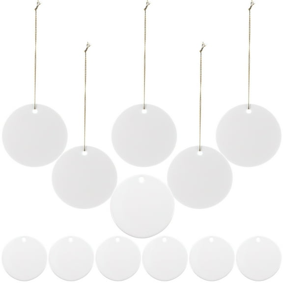 WHAMVOX 12pcs Unfinished Ceramic Round Hanging Tags for DIY Painting Ornaments