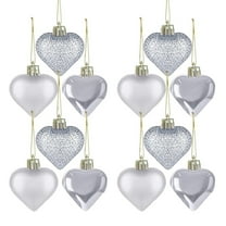12pcs Valentine's Day Heart Shaped Tree Hanging Ornaments Heart Shaped Baubles for Wedding Party Anniversary Birthday Decor 3 Styles 2 Size