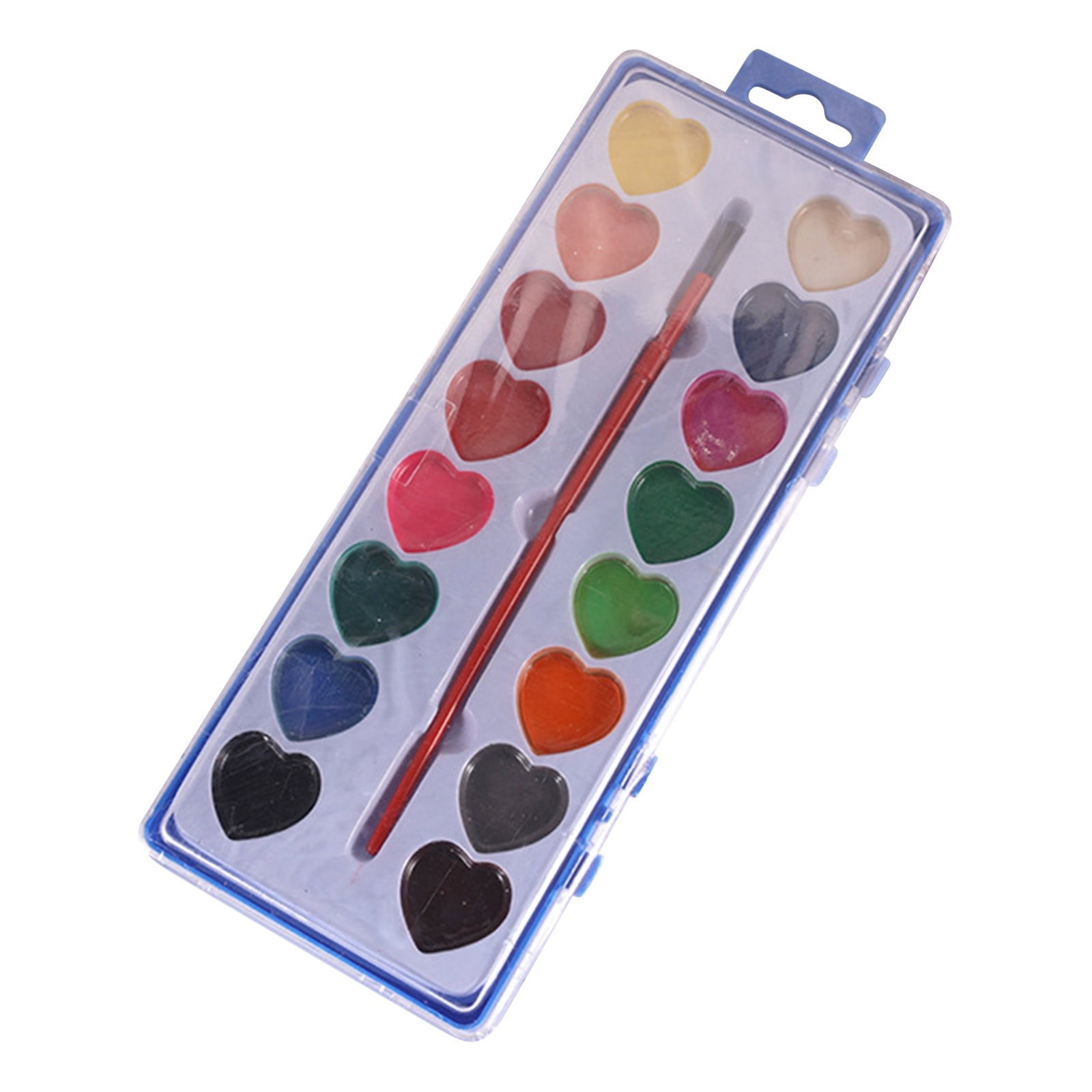 12pcs Valentine’s Day Mini Watercolor Paint Set 16 Colors Heart-Shaped Water Color Paints Gift for Children Washable Heart Watercolor Paint Sets