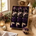 thumbnail image 1 of 12pcs Velvet Shatterproof Christmas Ball Ornaments Set, 3.1in Royal Purple Textured Christmas Tree Decoration, Flocked Vintage Decorative Hanging Ornaments for Xmas Holiday Winter, 1 of 7