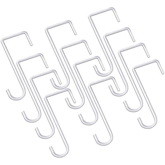 12pcs Vinyl Fence Hooks, 2 x 6 Inches Patio Hooks, White Powder Coated Steel Fence Hooks Hangers for Hanging Plants, Lights, Pool Equipment$$Garden & Patio