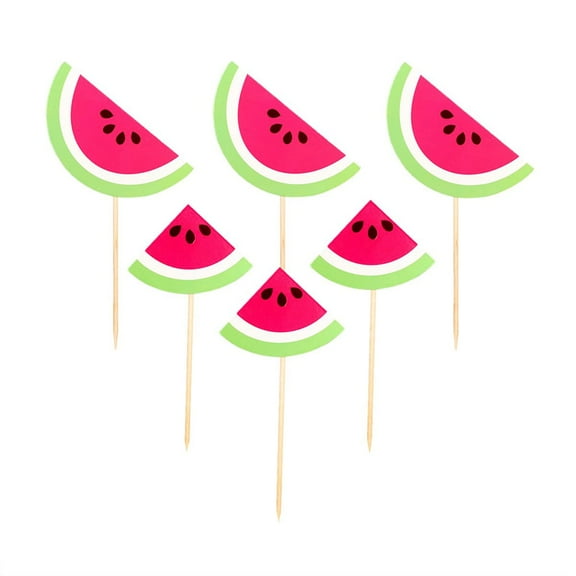 12pcs Watermelon Shapes Cake Toppers Cupcake Decoration Cake Picks for Birthday Party