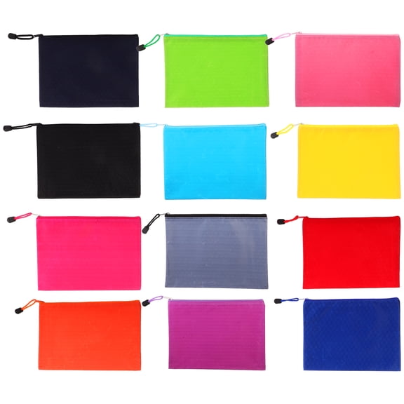 SWETRACE Canvas Document Bag, Waterproof, Multi-Color, Large Capacity, Secure Zipper, 12Pcs