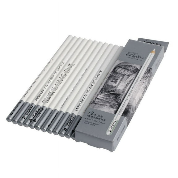 12pcs White Fine Art Drawing Non-toxic Base Pastel Pencils Set For Artist Sketch