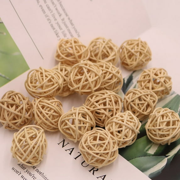 12pcs Wicker Rattan Balls Decorative Ball Orbs Vase Fillers Table Decor, Wedding Party Decoration, Decorative Balls for Centerpiece Bowl