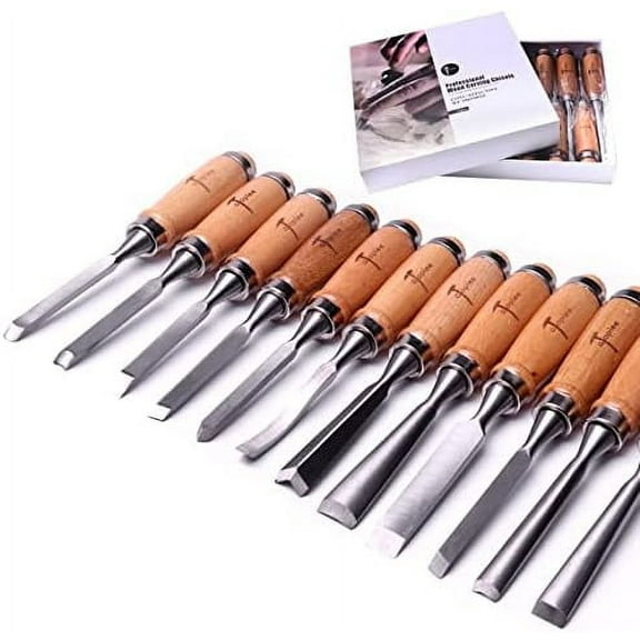 12pcs Wood Carving Tools for Woodworking,Professional Wood Chisel Set with Premium Case and Roll Up Bags for Carpenter Craftsman Gift in Most Wood Carving Project$$Tools & Hardware Other