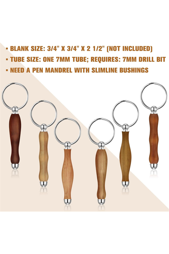 12pcs WoodTurning Keychain Kit Wood Turning Accessories Mandrel Wood Turning Keychain for Woodworking Gift A,12 Pieces Woodworking Turn Keychain Kits,Black