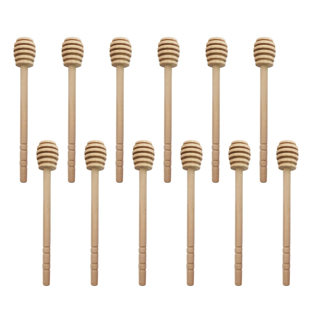 12pcs Wooden Honey Dipper Sticks Jam Dippers Syrup Stirrer for Honey Pot Jar Container (151