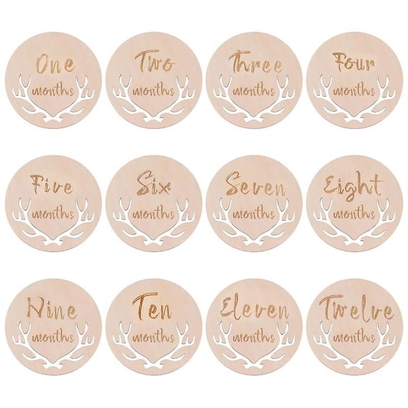 12pcs Wooden Monthly Cards